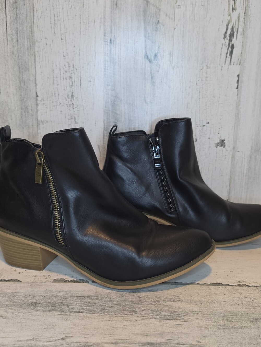 2 Pair Black Ankle Boots Womens 7.5 Western Y2K Boho Witchy Block Heel Booties - Picture 12 of 14